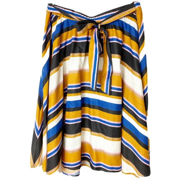 flint & moss Skirts Flint Moss Striped Colorful Linen Blend Skirt